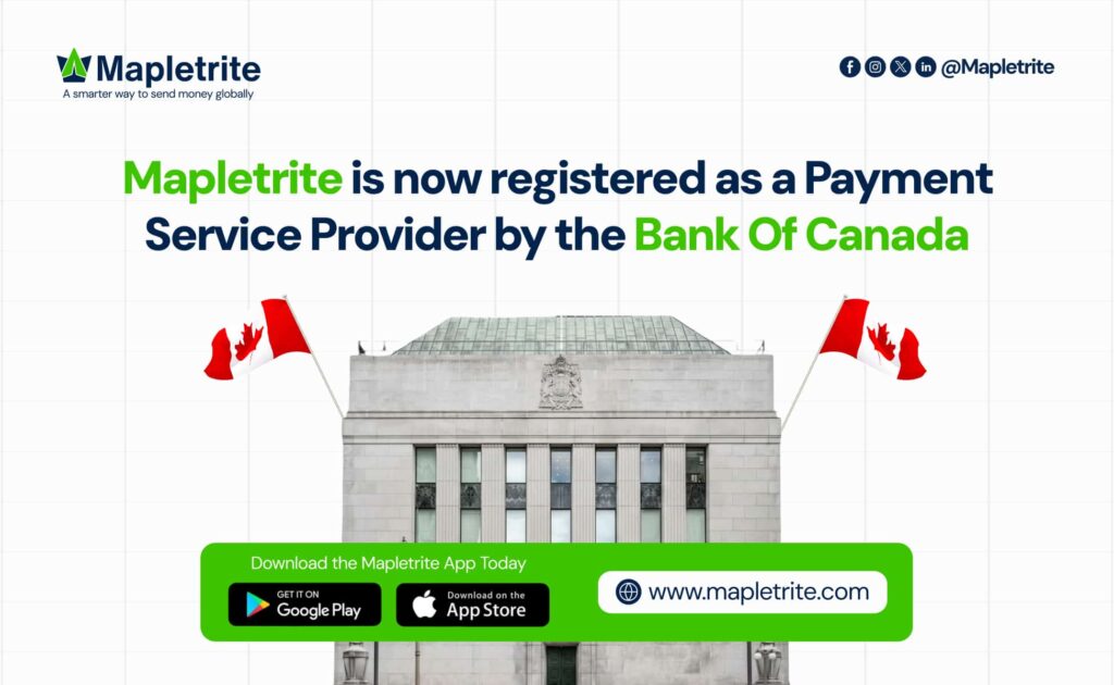 Mapletrite Becomes a Bank of Canada Registered Payment Service Provider, Expands in the UK and Africa