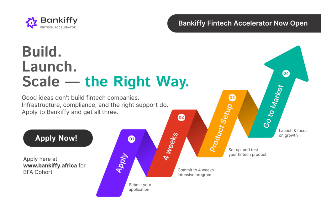 0,000 in Support. Four Weeks. One Goal — Turn African Fintech Founders Into Operators. Bankiffy Fintech Accelerator BFA 2026 Cohort 1 Is Now Open 0,000 in Support. Four Weeks. One Goal — Turn African Fintech Founders Into Operators. Bankiffy Fintech Accelerator BFA 2026 Cohort 1 Is Now Open