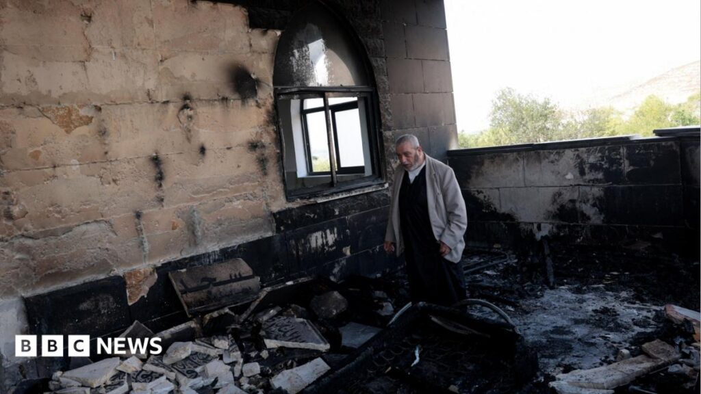 Israeli settlers set fire to mosques, cars and farm land in West Bank, Palestinians say Israeli settlers set fire to mosques, cars and farm land in West Bank, Palestinians say