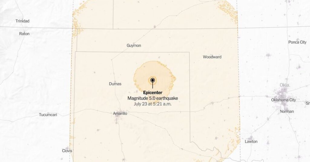 Map: 5.0-Magnitude Earthquake Shakes the Texas Panhandle Map: 5.0-Magnitude Earthquake Shakes the Texas Panhandle