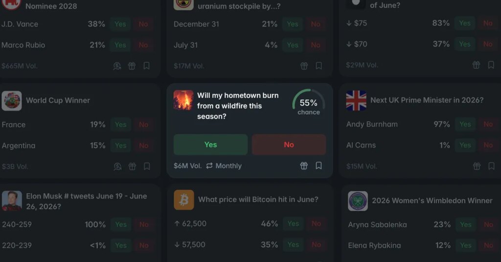 Prediction Markets Let You Bet on Whether a Wildfire Will Burn Down Your Town