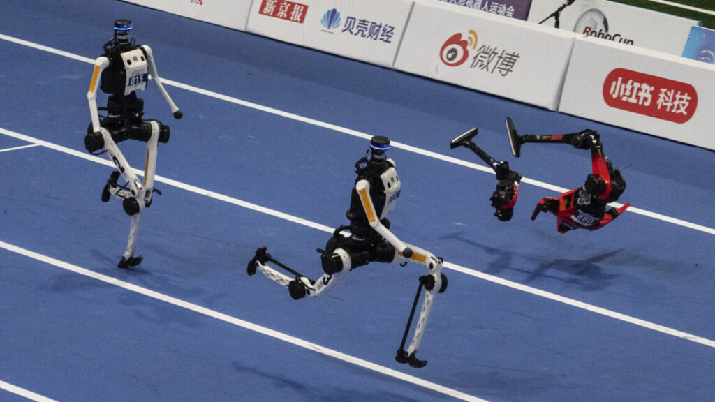 World humanoid robot games show runners breaking records, bursting into flames World humanoid robot games show runners breaking records, bursting into flames