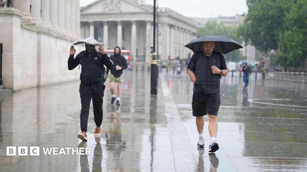 Yellow warnings in force as rain and thunderstorms hit parts of UK