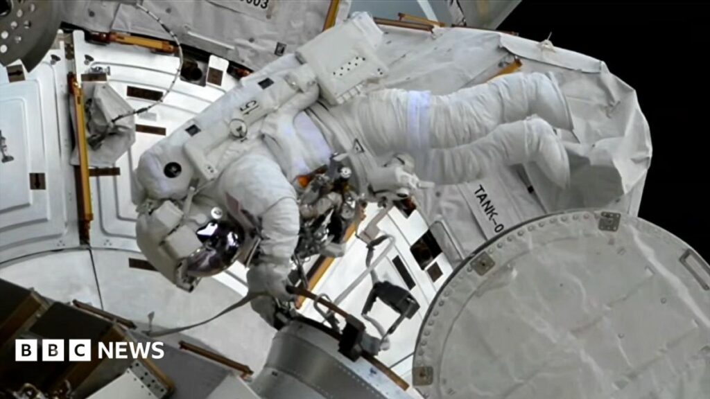 Astronauts set out on rare all-female spacewalk