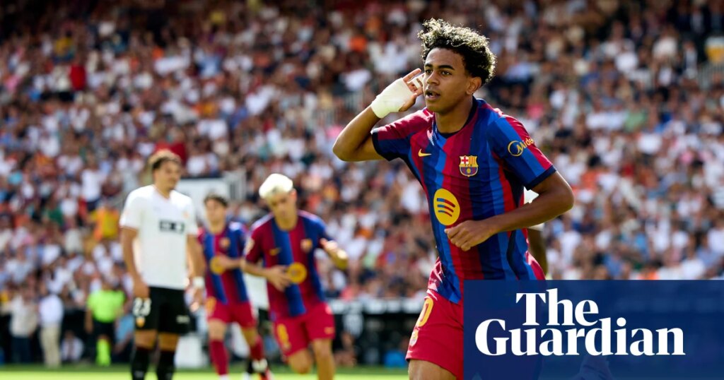 European football: Lamine Yamal’s double powers Barcelona to rout of Valencia | European club football