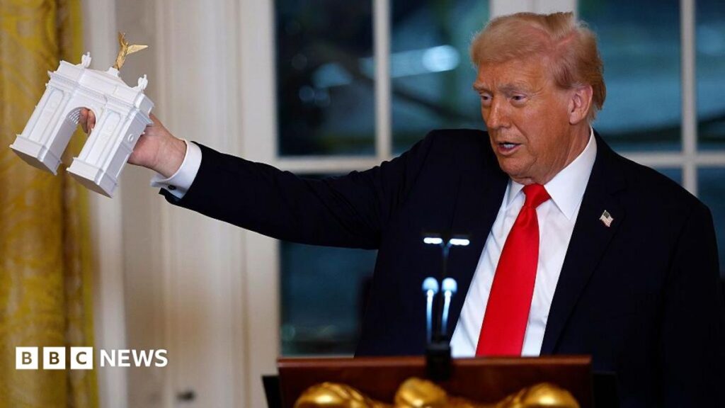 Trump says his triumphal arch will become a military ammunition complex Trump says his triumphal arch will become a military ammunition complex