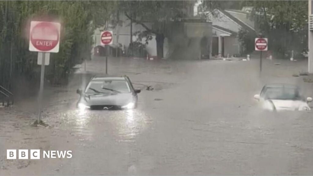 Watch: Flash flooding interrupts half-marathon, submerges cars